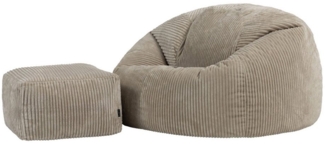 icon Sitzsack Erwachsene XXL mit Hocker aus Cord „Kingston“ (Spar-Set, 1 x Sitzsack XXL, 1 x Fußhocker), Sitzsack XXL, Made in Germany, für Erwachsene & Kinder, für Wohnzimmer