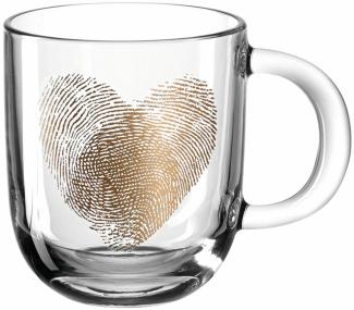 Leonardo Tasse EMOZIONE Fingerabdruckherz, Kaffeetasse, Becher, Henkelglas, Glas, Mehrfarbig, 300 ml, 046449