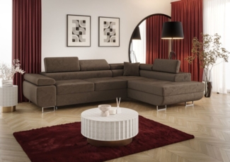 Ecksofa Schlafsofa Sofa MONARO Stoff Monolith Braun Ottomane Rechts