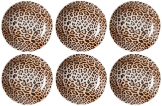 HIT Trading Suppenteller LEOPARD, Ø 21 cm, 6er Set, Braun, Schwarz, Leopardenmuster