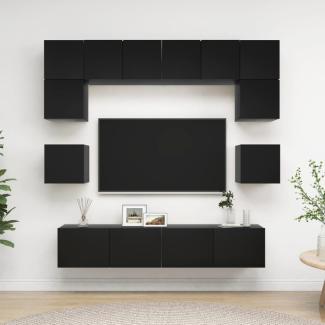 8-tlg. TV-Schrank-Set Schwarz Spanplatte [3078796]