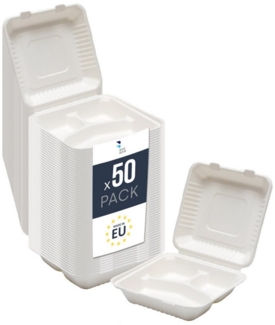 BENBOW Lunchbox Benbow Menüschale aus Zuckerrohr – Nachhaltig, Biologisch Abbaubar, Zuckerrohr, (50-tlg), Menüschale aus Zuckerrohr x50