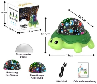 VIVIHEYDAY LED Nachtlicht Kinder Sternenhimmel Projektor, Schildkröten Design Mit 5 Farben, Schlafumgebung Kinderzimmer Party Wohnheim Weihnachten