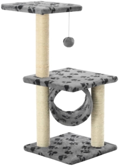 vidaXL Katzen-Kratzbaum Sisal 65 cm Grau Pfoten-Muster 170547