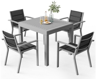 HOMALL Gartentisch Gartentisch Aluminium Ausziehtisch 80/160 130/260cm Esszimmerstühle (Verdicktes Aluminium, wasserdicht und rostfrei Multi-Größe Multi-Farbe Verschiedene Verpackungen erhältlich)