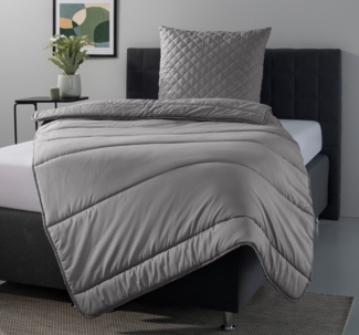 OTTO home Microfaserbettdecke + Microfaserkissen Clarra Spar Set, Decke + Kissen 135x200, 155x200 cm & weitere Größen, Set mit Kissen 40x80 cm, 80x80 cm, Sommer, Herbst, Winter in grau