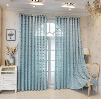 BYSURE Gardine, Ösen (2 St), halbtransparent, Blattmuster Gardine