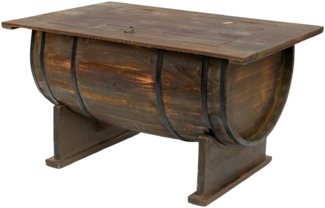 DanDiBo Couchtisch Wohnzimmer Vintage halbiertes Weinfass 5084-H 80cm Tisch aus Holz Beistelltisch Weinregal Fass Bar