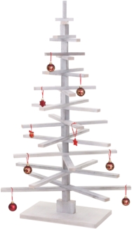 Deko-Weihnachtsbaum HWC-H77, 3D-Christbaum Weihnachtsdekoration, Shabby-Look Tannenholz verstellbar 130 x 82 x 82 cm ~ weiß