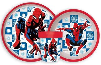 Stor Besteck-Set Marvel Spider-Man Geschirr Set Teller Kindergarten Rutschfest 260ml