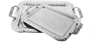 2-teiliges Serviertablett aus hochwertigem 18/10 Edelstahl -Robust & stapelbar Silber