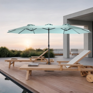 LVHOM Marktschirm 450x300cm(Modell A)Groß rechteckig Doppelseiten-Marktschirm mit Kurbel für Garten, Terrasse, Poolbereich, Gastronomiebetriebe