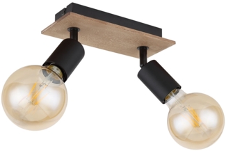Spotstrahler, 2-flammig, Holz, schwarz matt, braun, L 21 cm