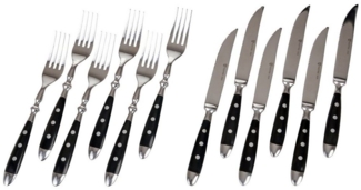 GRÄWE Steakbesteck, 12-teilig, Besteckset für 6 Personen, Steakgabel, Steakmesser, Edelstahl poliert, schwer, spülmaschinengeeignet