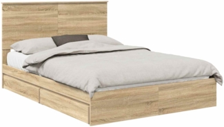 vidaXL Aufbewahrungsbett Sonoma-Eiche 135 x 190 cm Holzwerkstoff 3411217