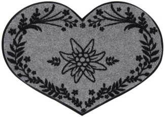 Salonloewe Fußmatte Fußmatte 55 x 76 cm Edelweiss-Heart Shape grau Sonderform, special shape, Höhe: 550 mm