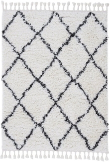 carpetfine Hochflor-Teppich Eddy, rechteckig, Höhe: 30 mm, auch in quadratischer Form, mit Fransen, Wohnzimmer