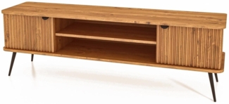 TV-Board Tula Wildeiche massiv 180x46x57 mit 2 Türen 2 Fächern und Riffelfront