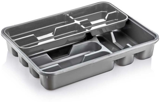 Michelino Besteckkasten in Grau mit Einlegefach und 6 Hauptfächern