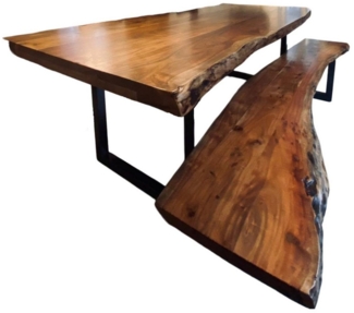 BENEDO MÖBEL Baumkantentisch Akazie, Esstisch Baumkante ODER Sitzbank Unikat, U-Gestell, 120–240 cm (1 Tisch ODER 1 Sitzbank), aus massivem Akazienholz, handgefertigtes Unikat, Breite 120 - 240 cm