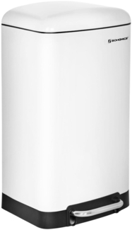 Songmics Mülleimer mit Inneneimer und Deckel, Softclose, luftdicht, Stahl, 30 Liter, Weiß