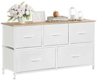 Woltu Kommode, aus Metallrahmen Holzwerkstoff, mit 5 Schubladen aus Stoff