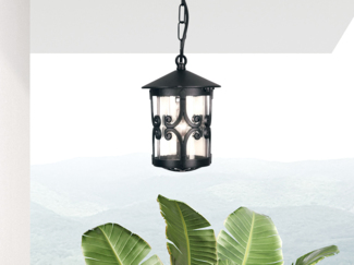 LED Outdoor Pendelleuchte aus Alu im Landhausstil, Schwarz Ø15cm
