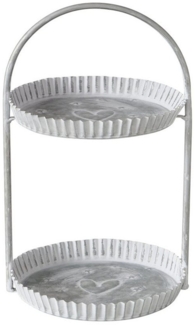 BOLTZE Etagere Etagere ANELLA grau weiß aus Zink runde Dekoetagere Metall H36cm mit S