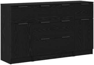 vidaXL Sideboard 3 pcs Schwarz Eichen-Optik 121 x 30 x 70 cm 3332538