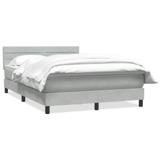 vidaXL Boxspringbett mit Matratze Hellgrau 140x210 cm Samt 3316305