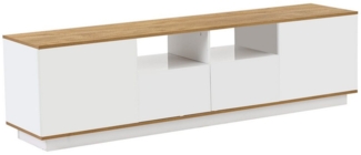 KLAM HOME Lowboard TV-Schrank Mit LED-Licht 2 Schubladen und 4 offene Regale, TV-Board Fernsehschrank Kommode für Wohnzimmer Schlafzimmer