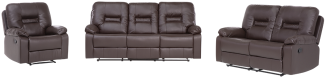 Sofa Set Kunstleder braun 6-Sitzer verstellbar BERGEN