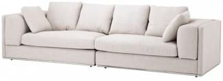 Casa Padrino Luxus Sofa Panama Natural mit poliertem Stahl Sockel - Luxus Möbel