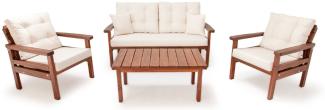 Casa Padrino Luxus Gartenmöbel Set Beige / Dunkelbraun - 1 Garten Sofa & 2 Garten Sessel & 1 Garten Couchtisch - Garten Möbel - Terrassen Möbel - Luxus Möbel