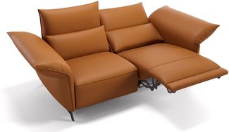 Sofanella Zweisitzer CUNEO Designercouch Leder Sofa in Cognac