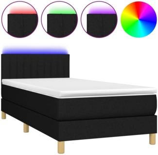 Boxspringbett mit Matratze & LED Stoff Schwarz 80x200 cm, Härtegrad: H2 [3133831]
