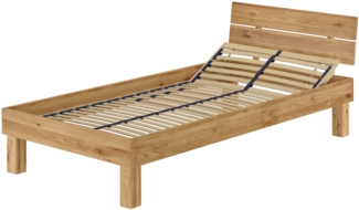 Schönes Massivholzbett Einzelbett 90x200 Eiche geölt Zubehör wählbar V-60.88-09Federholzrahmen inkl.