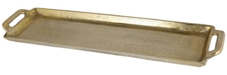 CEPEWA Dekotablett Tablett gold rechteckig 45x3x12cm Aluminium Dekotablett Griffe Vintage