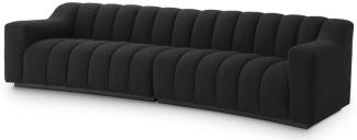 Casa Padrino Luxus Sofa Schwarz 300 x 100 x H. 78,5 cm - Leicht gebogenes Wohnzimmer Sofa