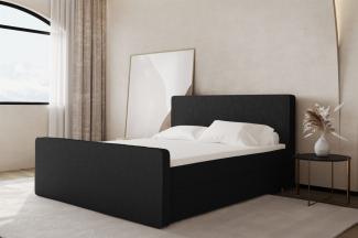 Boxspringbett Schlafzimmerbett CELES 140x220cm Stoff Ascot Schwarz