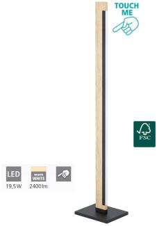 Eglo 99296 LED Stehleuchte CAMACHO schwarz, braun H:126cm mit Touchdimmer dimmbar 3000K