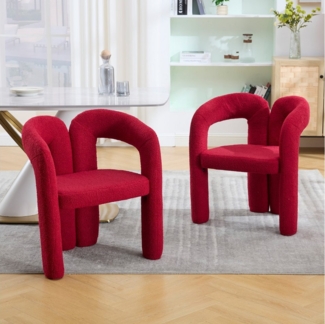 STILVORA Esszimmerstuhl Sessel mit Teddy-Flor&Rückenunterstützung,Esszimmerstuhl Rot
