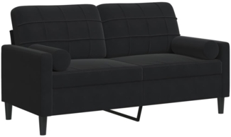 vidaXL 2-Sitzer-Sofa mit Zierkissen Schwarz 140 cm Samt 3278224