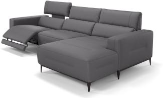 Sofanella Ecksofa TERAMO Ledersofa Eckgarnitur Eckcouch in Grau M: 324 Breite x 101 Tiefe