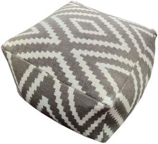 Soma Pouf Sitzpuff Strick Velours Sitzhocker Strickhocker Sitzpouf Bodenkissen viele Arten/Farben u. Maße (BxHxL) 55 x 37 x 55 55x55 taupe Kelim Hocker