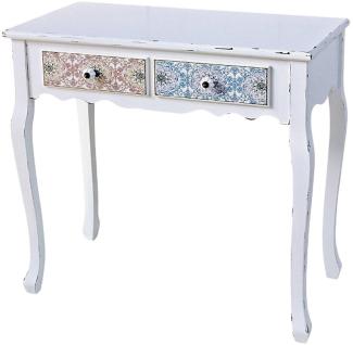 Casa Padrino Landhausstil Konsole Antik Weiß / Mehrfarbig 80 x 40 x H. 74 cm - Shabby Chic Möbel