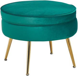 Sitzpouf rund Samt Grün Sitzhocker Hocker Fußhocker Stoffhocker