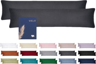 Vielit Seitenschläferkissenbezug 40x145 Anthrazit 2er Set Weich Öko-Zertifikat