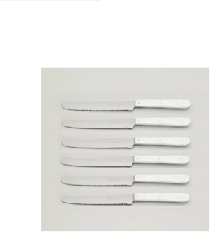 Marsvogel Solingen | Tafelmesser imitiertes Perlmut | 6 Stück | rund mit Welle | Griffe dreifach genietet