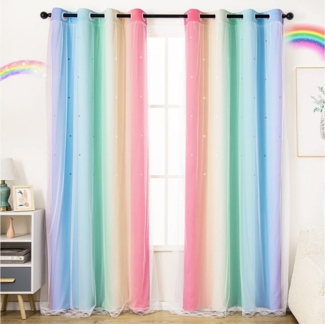 FOUORTUNATE-BEE Gardine Vorhänge Blickdicht Kinderzimmer Halbtransparent (2 St), Geeignet für Schlafzimmer und Wohnzimmer